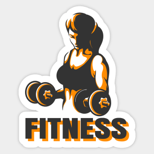 Training woman with dumbbells fitness emblem Sticker